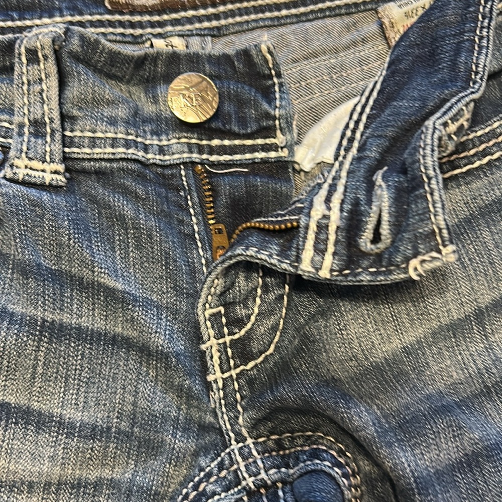 BKE denim Stella 27 X 33 1/2 Bootcut 5 Pocket Distressed Jeans EUC Worn Once Vtg - Picture 7 of 13